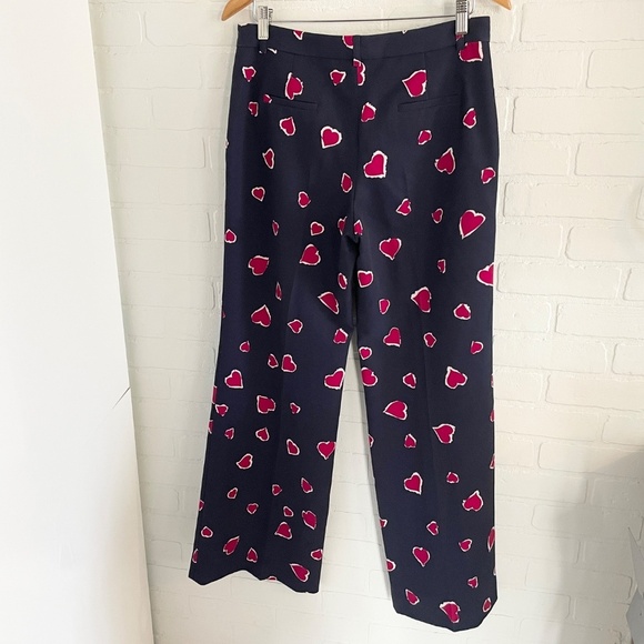 Tara Jarmon Trouser Pants Paulette Midgnight Blue Red Hearts print Pockets Sz 40 - Picture 10 of 15